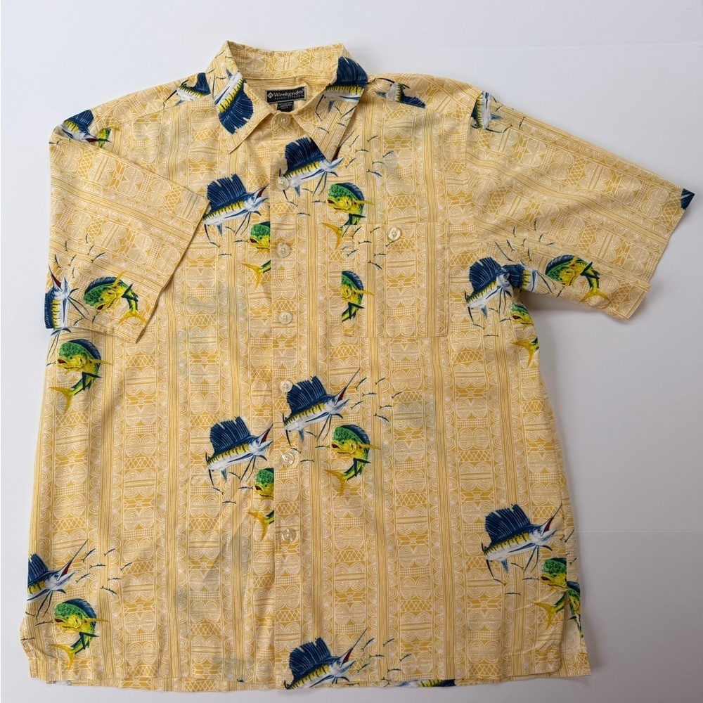 Men’s Weekender Brand Short Sleeve Shirt Sailfish Mahi Print Size Large​​